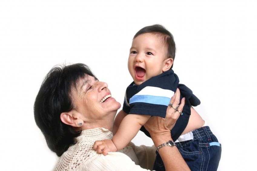 baby and woman
