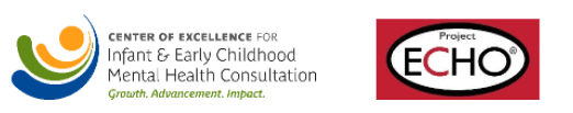 The Center of Excellence for Infant and Early Childhood Mental Health Consultation logo beside the Project ECHO logo.
