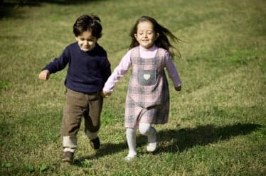 brother and sister running