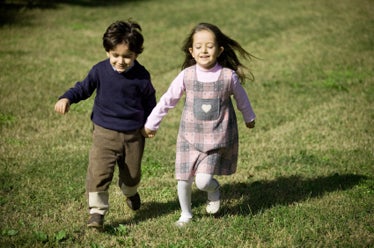 brother and sister running