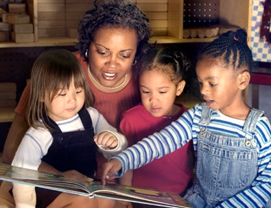 Teacher and kids
